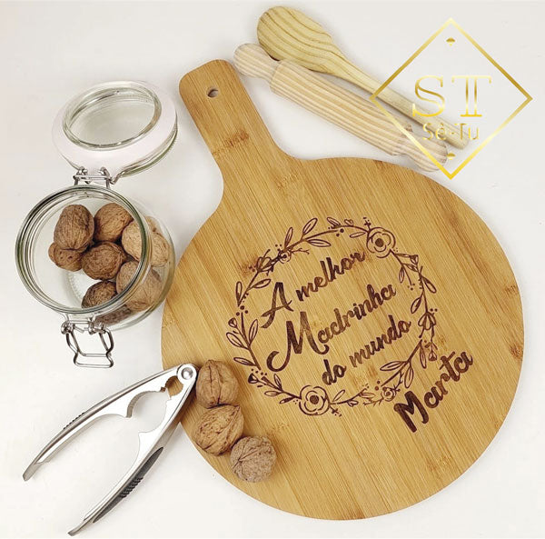 Tabla de cortar de bambú "La mejor madrina del mundo 2"